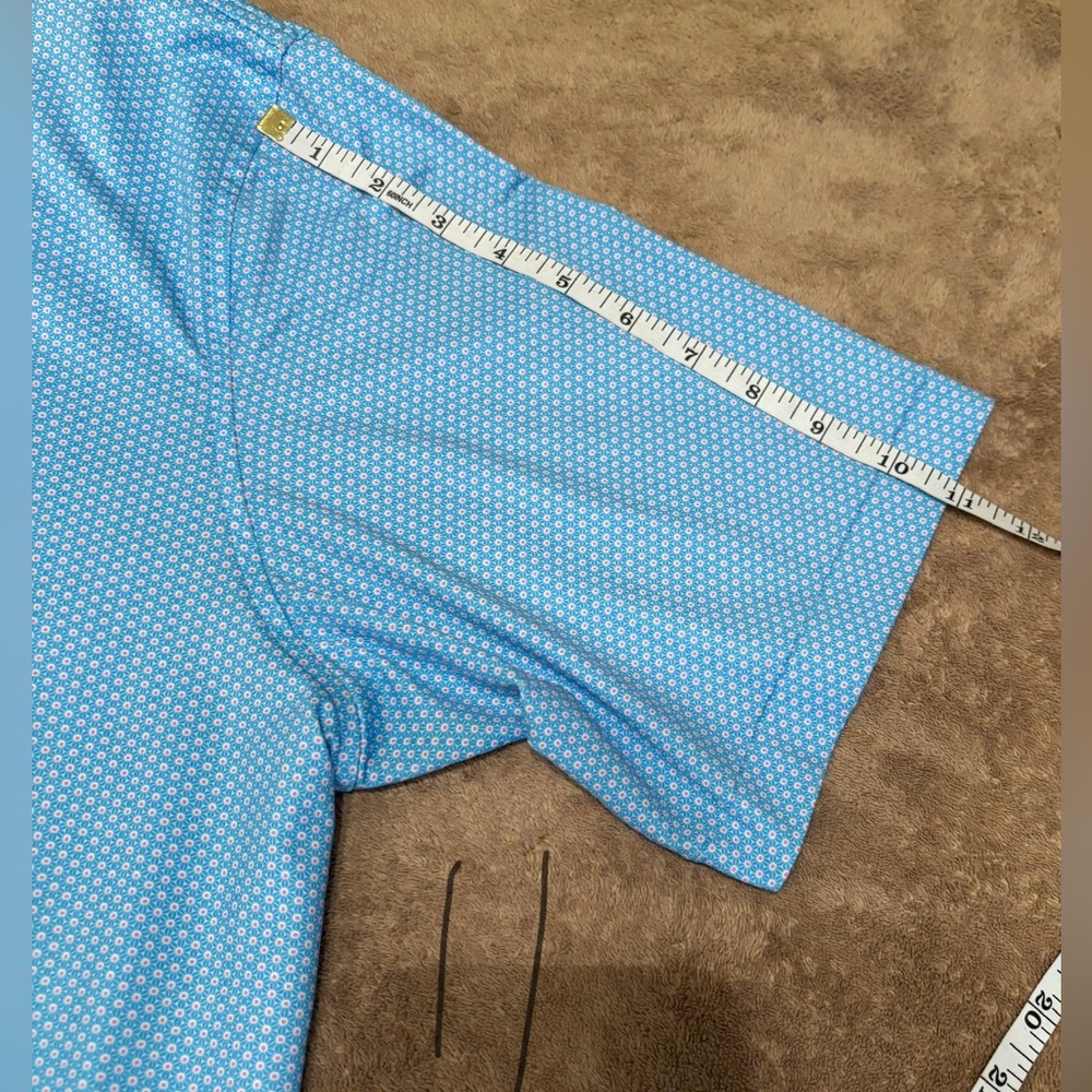 Peter Millar Light Blue Patterned Polo Shirt Size… - image 6